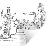 Muurstickers - Sticker Folie - Een antieke illustratie van Griekse mythologische figuren waaronder Ajax - 120x120 cm - Plakfolie - Muurstickers Kinderkamer - Zelfklevend Behang XXL - Zelfklevend behangpapier - Stickerfolie