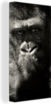 Tableau sur Toile Profil Animal Gorille en Noir et Blanc - 20x40 cm - Décoration murale