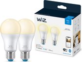 WiZ 2 ampoules 60W A60 E27, Ampoule intelligente, Wi-Fi, Blanc, LED, E27, Lumière blanche douce
