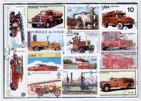 Thumbnail van een extra afbeelding van het spel de Brandweer – Luxe postzegel pakket (A6 formaat) : collectie van 25 verschillende postzegels van de brandweer – kan als ansichtkaart in een A6 envelop - authentiek cadeau - kado - geschenk - kaart - brandweerauto - brandweerwagen - vuur - blussen