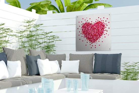 Une illustration d'un coeur entouré de coeurs affiche de jardin 50x50 cm - petit - Toile de jardin / Toile d'extérieur / Peintures d'extérieur (décoration de jardin)