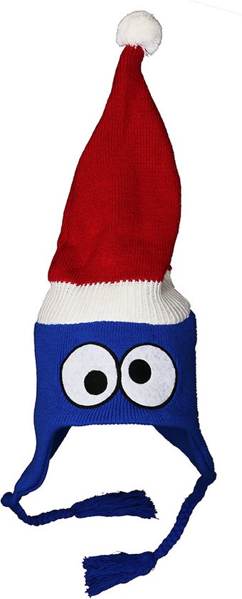 Sesamstraat Cookie Monster Winter Kerst Laplander Beanie Muts Blauw / Wit / Rood