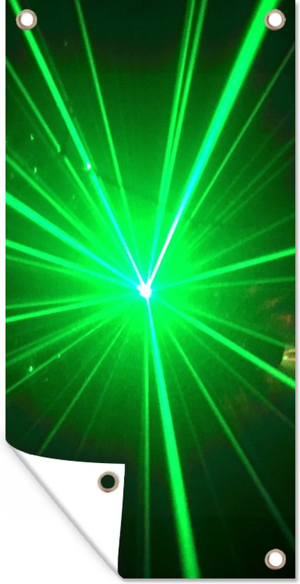 Poster de jardin Lueur verte d'une lumière laser - 30x60 cm - Toile jardin - Poster extérieur