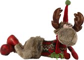 Countryfield Kerstfiguur Eland Rudi 45 Cm Textiel Bruin/rood