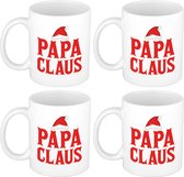 Set van 4x stuks cadeau kerstmokken Papa Claus - 300 ml - keramiek - koffiemokken / theebekers - Kerstmis - kerstcadeau papa / vader