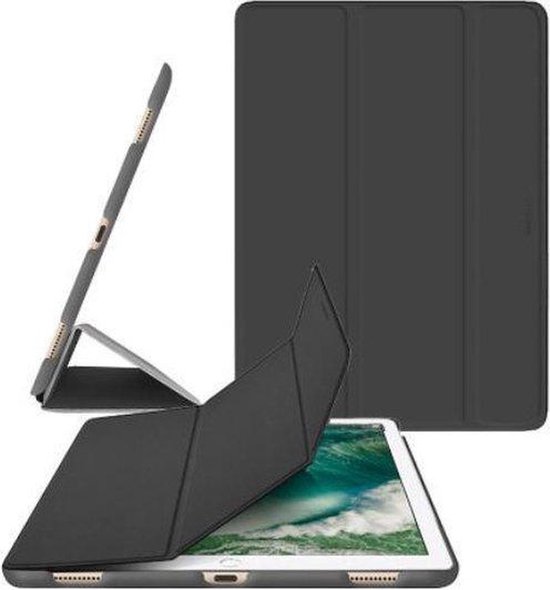 iPad hoes 2017 / iPad hoes 2018 iPad hoes (9.7 inch) - Tri-Fold Book Case - zwart- magnetisch - automatisch aan/uit - iPad cover 9.7 inch - ipad 2017 hoes - ipad 2018 hoes