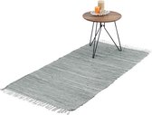 Relaxdays Vloerkleed katoen - karpet - voor binnen- tapijt - div. groottes - effen - grijs - 70x140cm