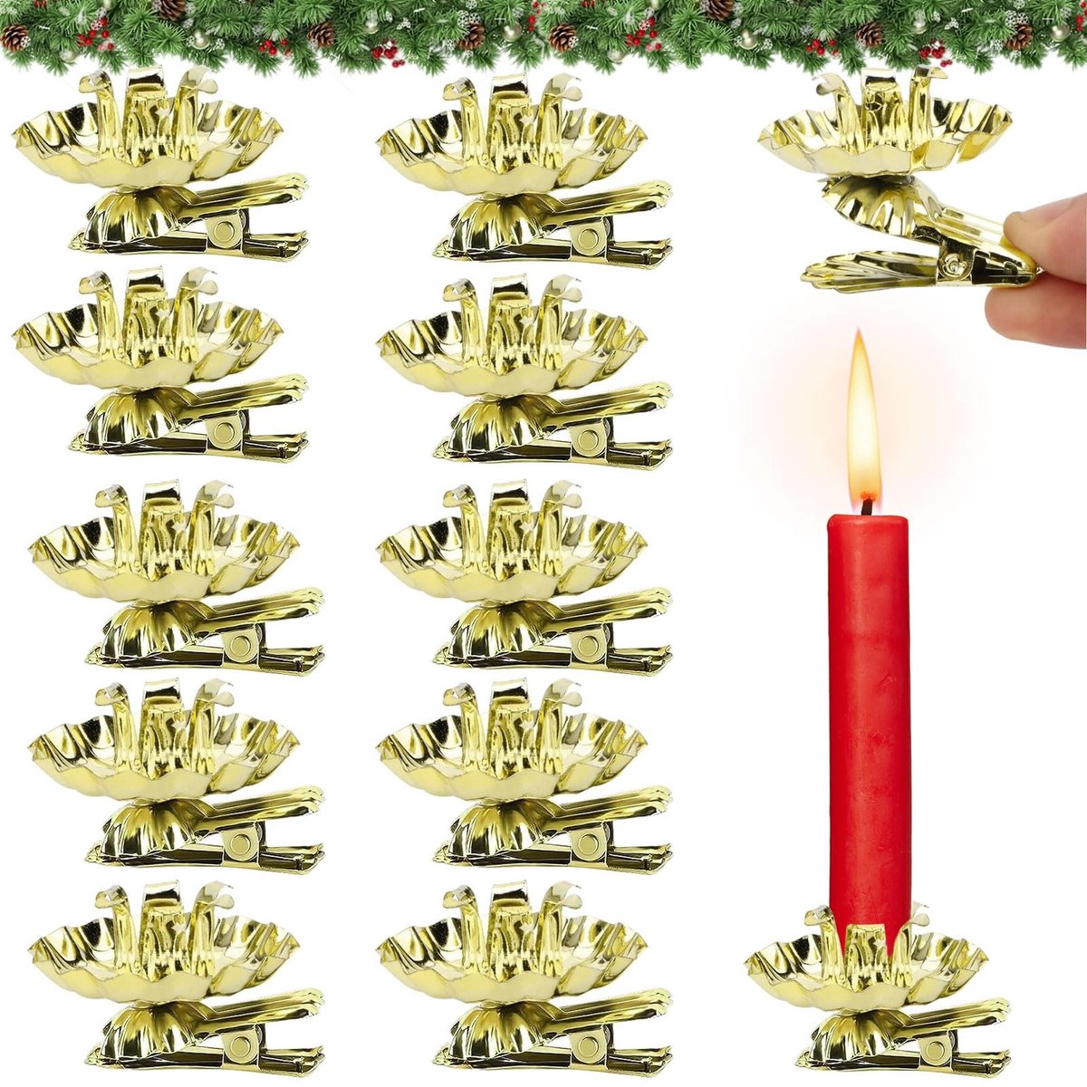Dailygoods - Dailygoody - Boomkaarsenhouders - Kerstboom - Vintage kandelaar - Goud - Mini-kaarsenhouder - Feestdecoratie - Geschikt voor Kerstmis - Kleur A