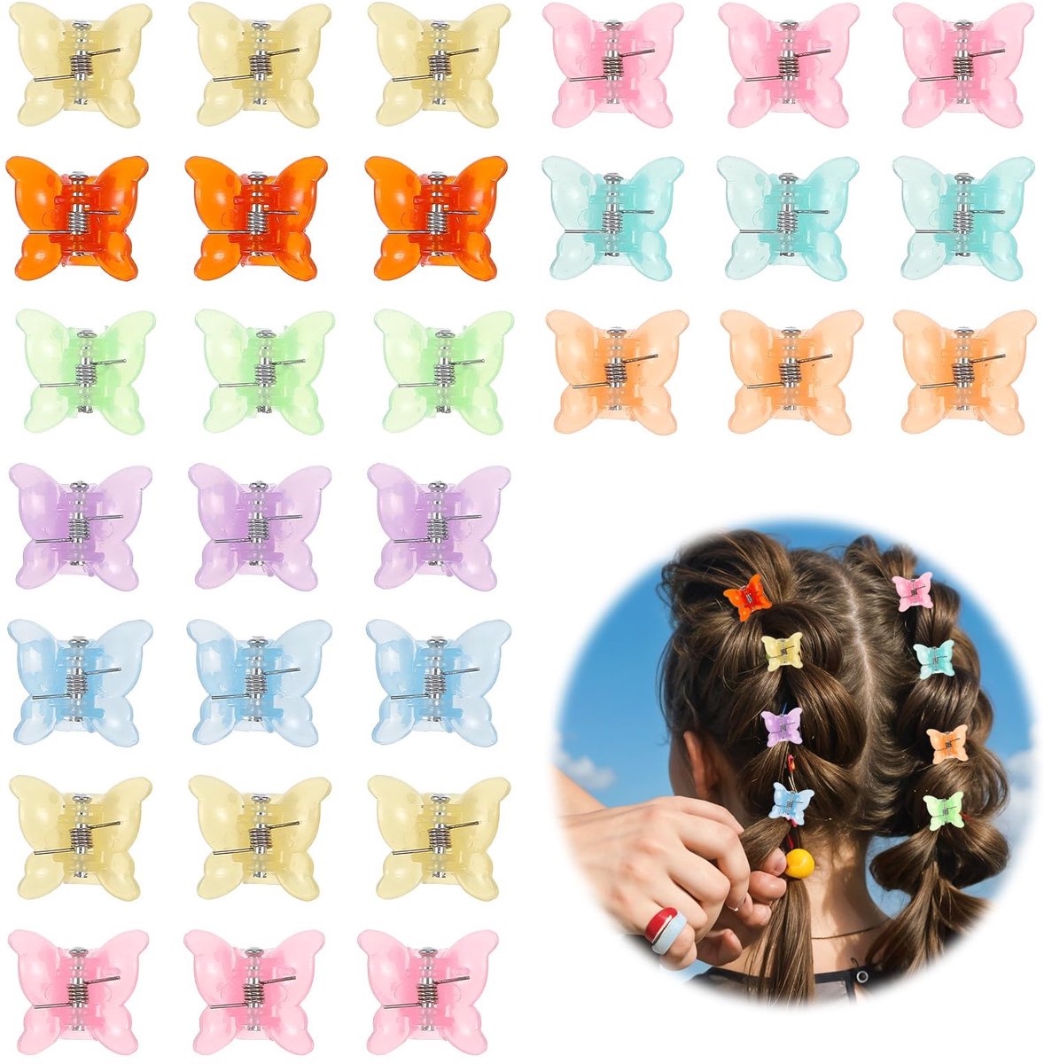 Dailygoods - Dailygoody - Kleine Vlinder Haarspelden - Mini Haaraccessoires - Veelkleurig - Haarclipset voor Dames en Kinderen - Perfect voor Elke Haarstijl - 30 S