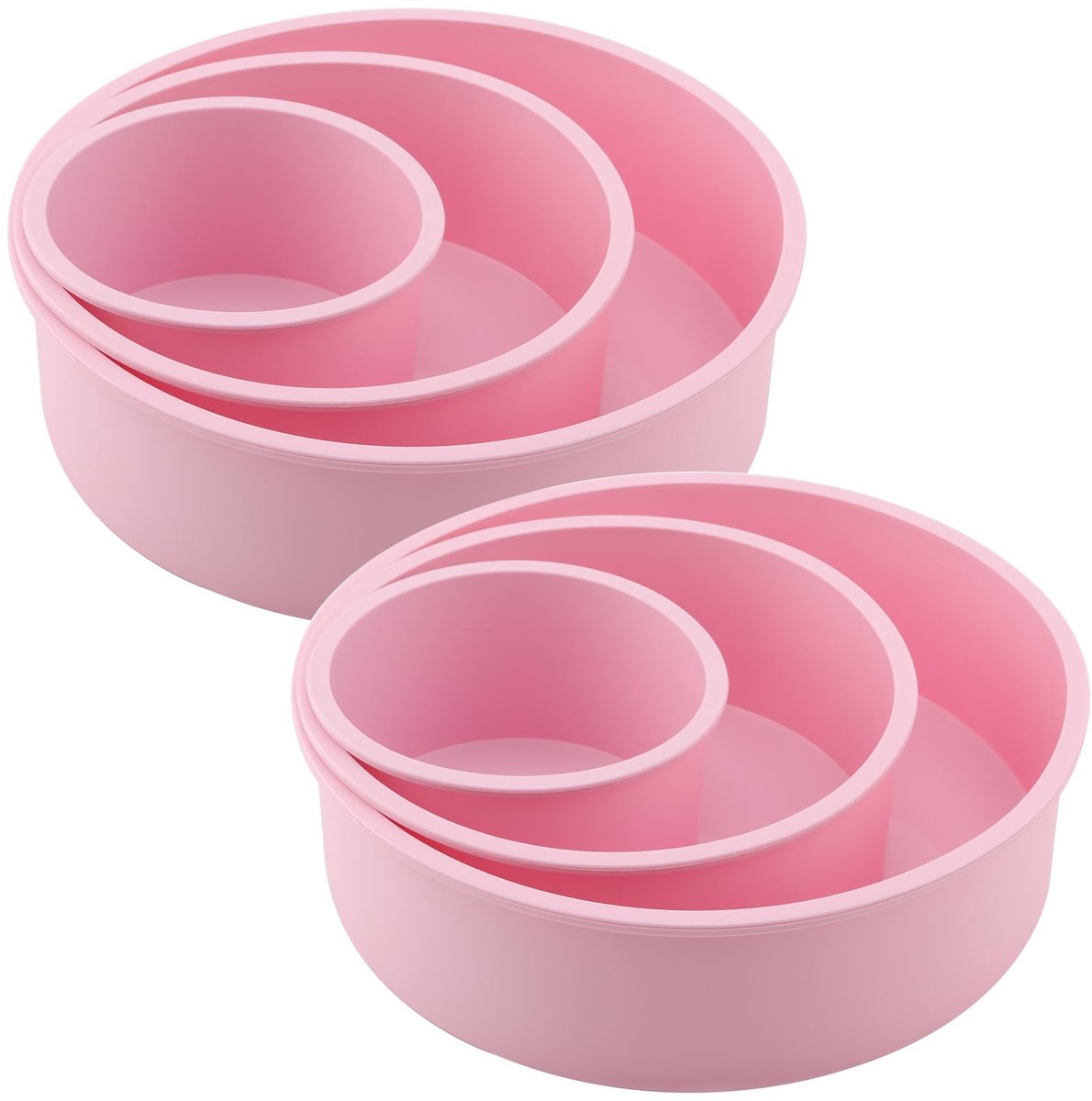 Dailygoods - Dailygoody - Siliconen Taartvormpjes - Bakvormen - Niet-klevend - Roze - Cakevormen - Voor taarten en brownies - 6 stuks