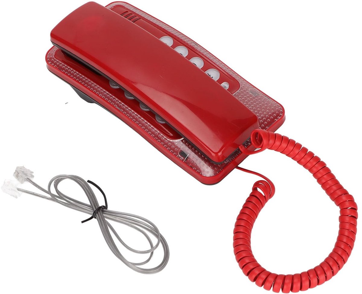 Dailygoods - Dailygoody - Desktop Vaste Telefoon - Retro Telefoon - Draagbare Wandtelefoon - Rood - Snoertelefoon - Geschikt voor Thuis en Kantoor