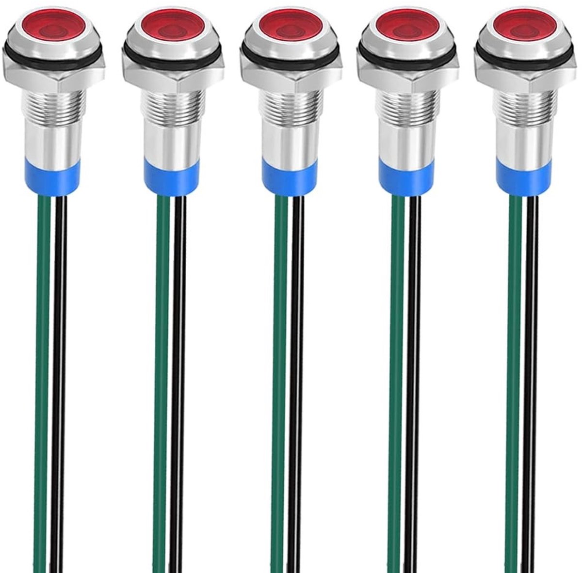 Dailygoods - Dailygoody - LED Indicator Licht - Waterdicht Signaal Lamp - Rood - 8mm - Helder en Duurzaam - Geschikt voor Diverse Toepassingen - 5 Stuks