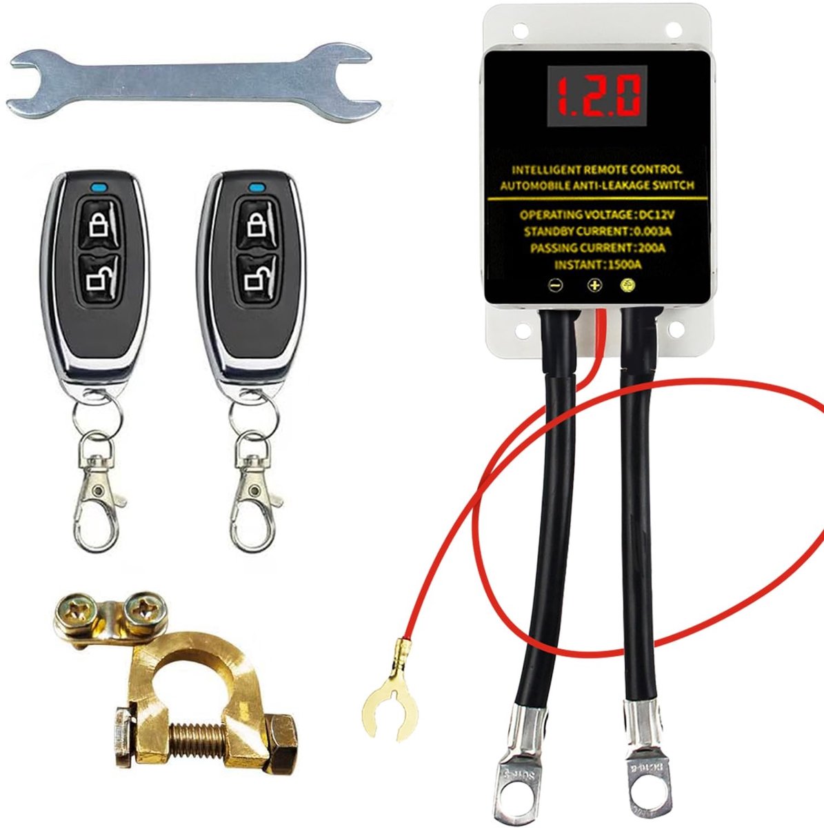 Dailygoody - OmGoods - Dailygoody - Accusnijder - Accuschakelaar - Draadloze bediening - Compacte uitvoering - LED-indicator - Geschikt voor auto en boot - 12V 200A