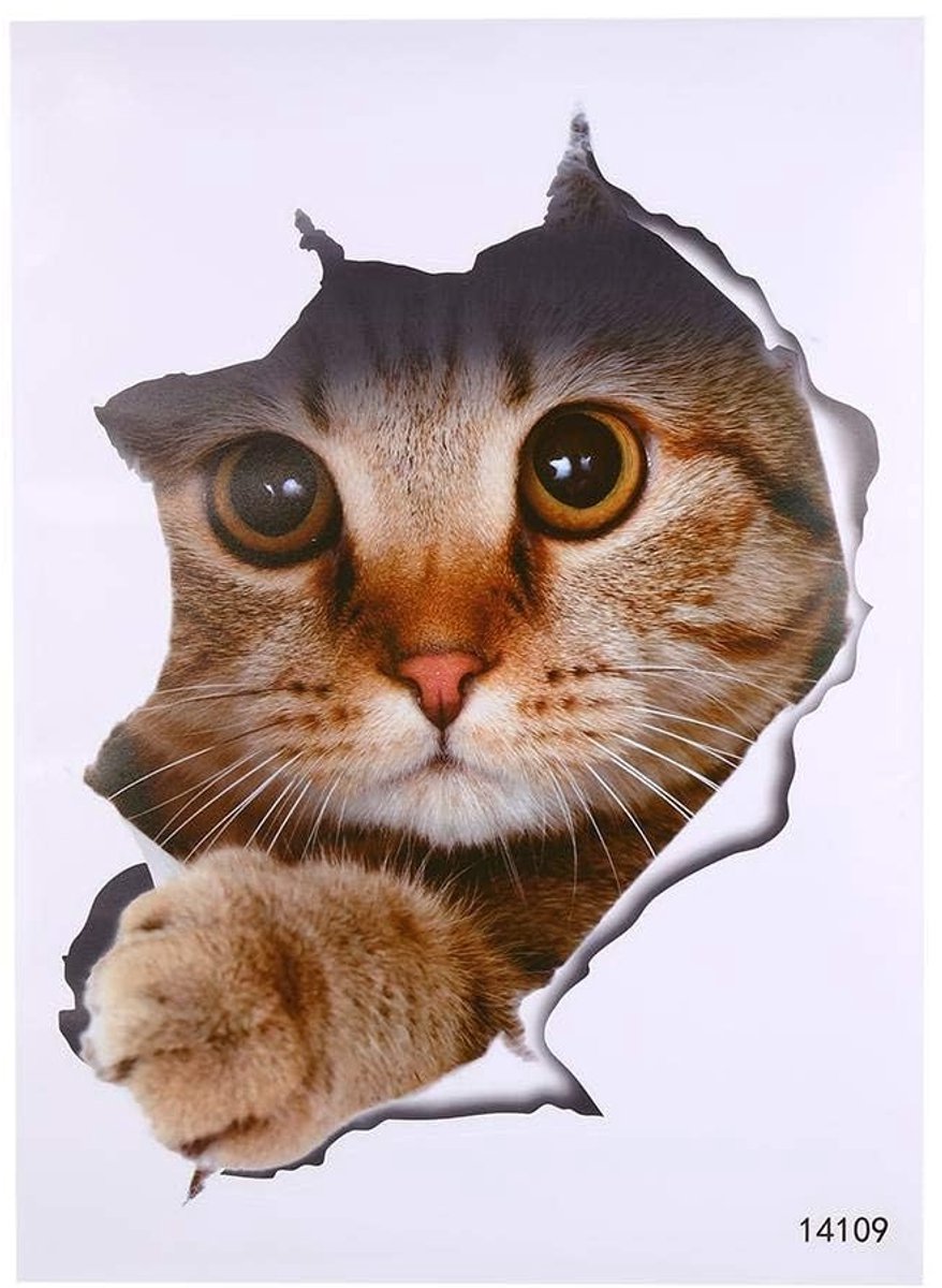 Dailygoody - Moderne 3D Cartoon Katten Dier Muurstickers - Waterdichte Muurtattoo - Decoratieve Stickers voor Badkamer en Toilet - Levendige Kat- en H...