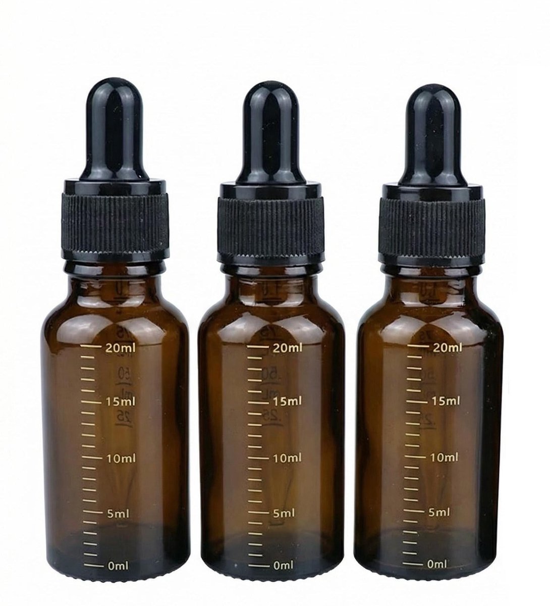 Dailygoody - Lege druppelfles - Hervulbare glazen fles - 3 stuks - Amber kleur - Essentiël
