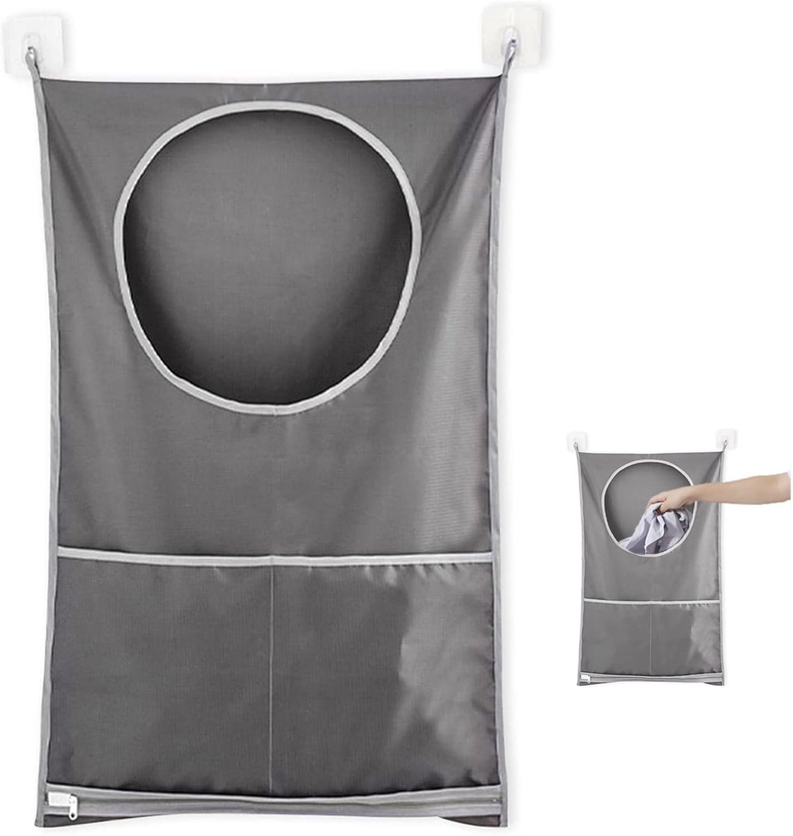Dailygoods - Dailygoody - Wasmand ophangen - Waszak Deur - Waszak Organisator Slaapkamer Badkamer - Donkergrijs - Organiseren - Ruimtebesparend - Grijs Model