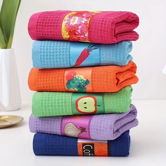 Lot de 6 grandes serviettes de cuisine, torchons en coton super absorbants et ultra doux, serviettes de bar, pour laver et sécher la vaisselle, torchons, chiffons de nettoyage, décoration de cuisine, 38x66 cm