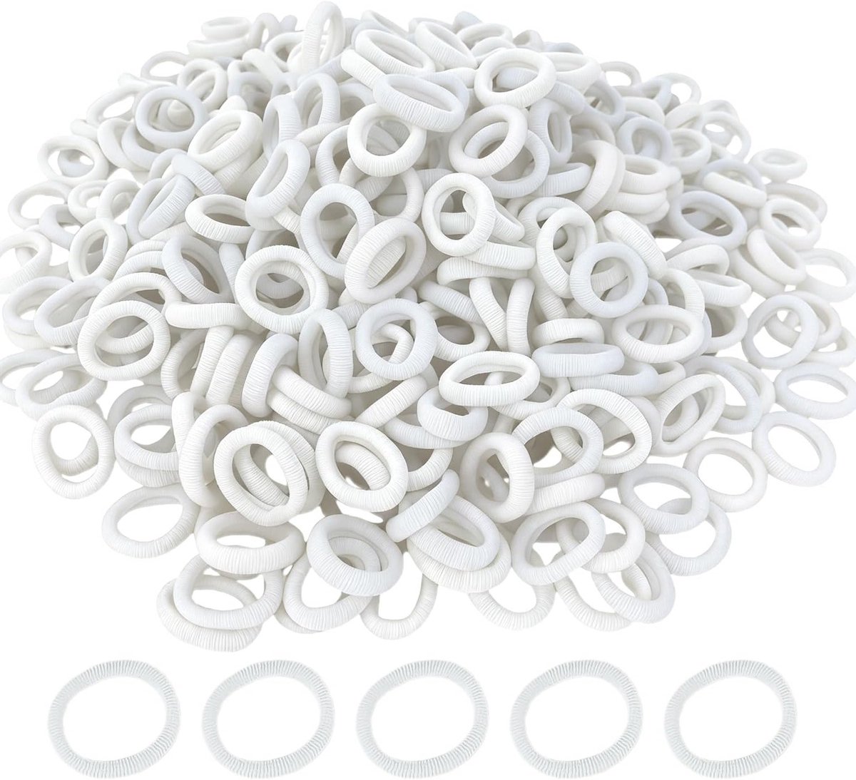 300 Stuks Witte Haar Elastiekjes voor Peuters, Mini Bandjes voor Staartjes en Haarstyling van Baby's en Meisjes