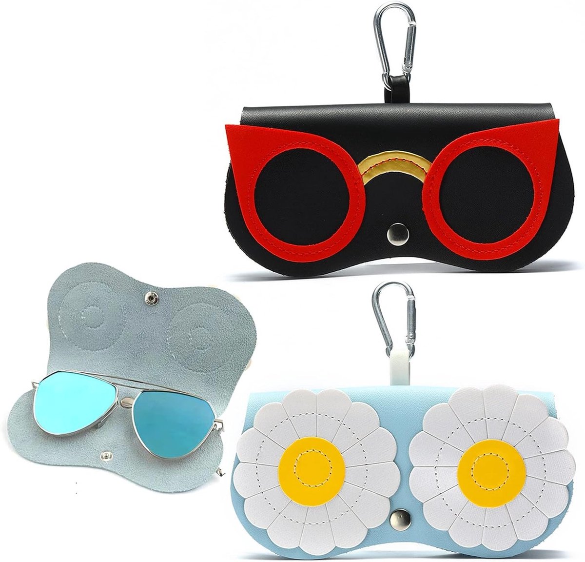 Set van 2 Zonnebril Tassen - Zachte en Krasbestendige Brilhoes voor Dames en Heren, Multicolor, Ideaal voor Bescherming en Opberging van Zonnebrillen