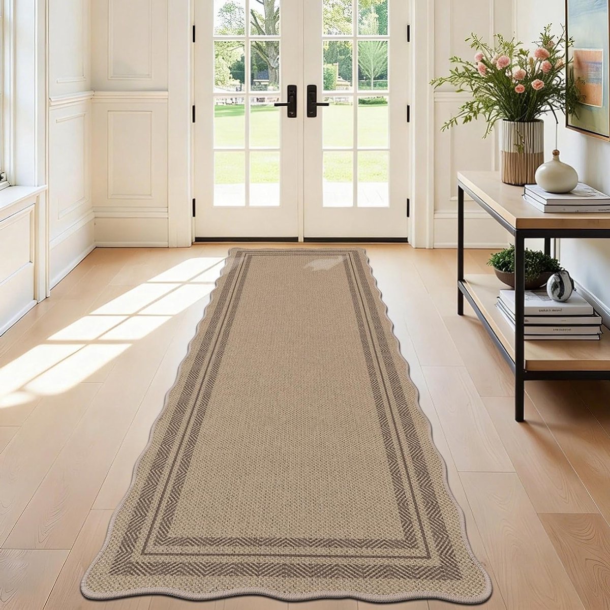 Lange Vloerloper voor Gang en Keuken, 60 x 180 cm, Jute Look, Modern en Antislip, Wasbaar voor Entree en Utility Room