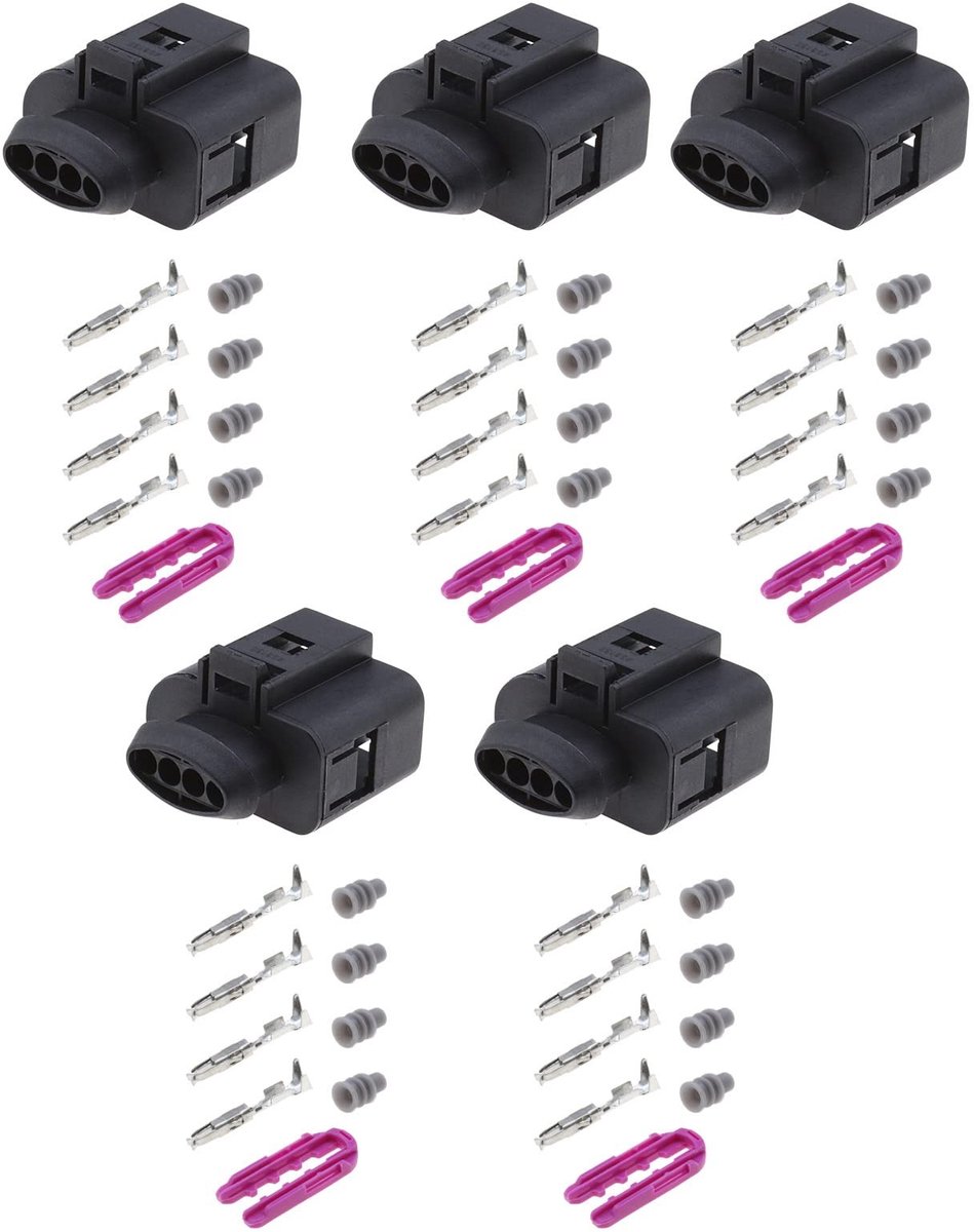 Dailygoods - Dailygoody - Auto 4-Pins Vrouwelijke Connectoren - Hoogwaardige kwaliteit - Zwart - Inclusief terminals en afdichtingen - Geschikt voor VW en Aud