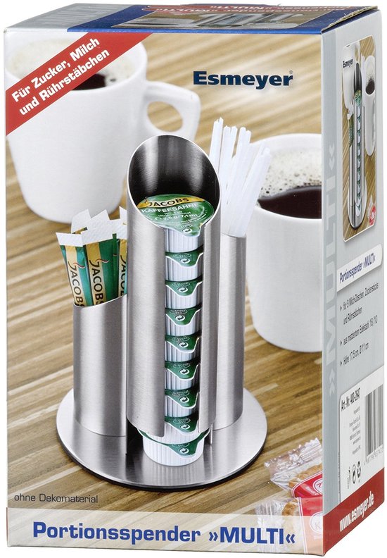 Dailygoody - Multi portiedispenser - Melkpotjes - Vaatwasserbestendig - Zilver - Suikerzakken - Perfect voor kantoor - 17,5 cm hoog van Merkloos — afbeelding 2