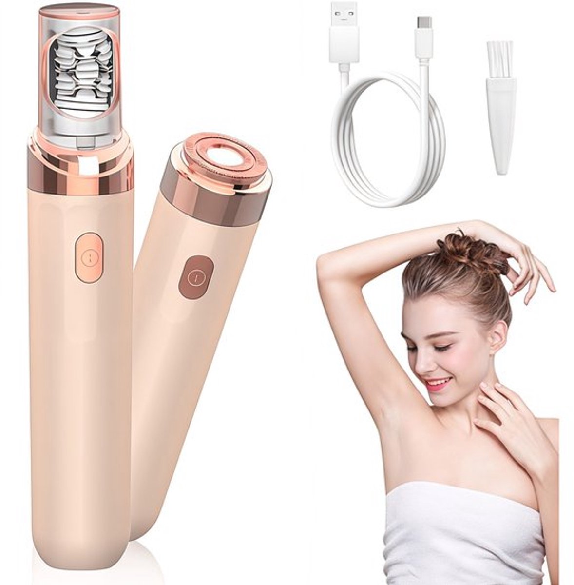 Epileerapparaat dames - Epilator Gezicht - Elektrische ontharingsapparaat - 2-in-1 ontwerp - Oplaadbaar - LED-lampje - Pijnloos - Compact - Gezicht - Kin - Bovenlip - Vrouwen