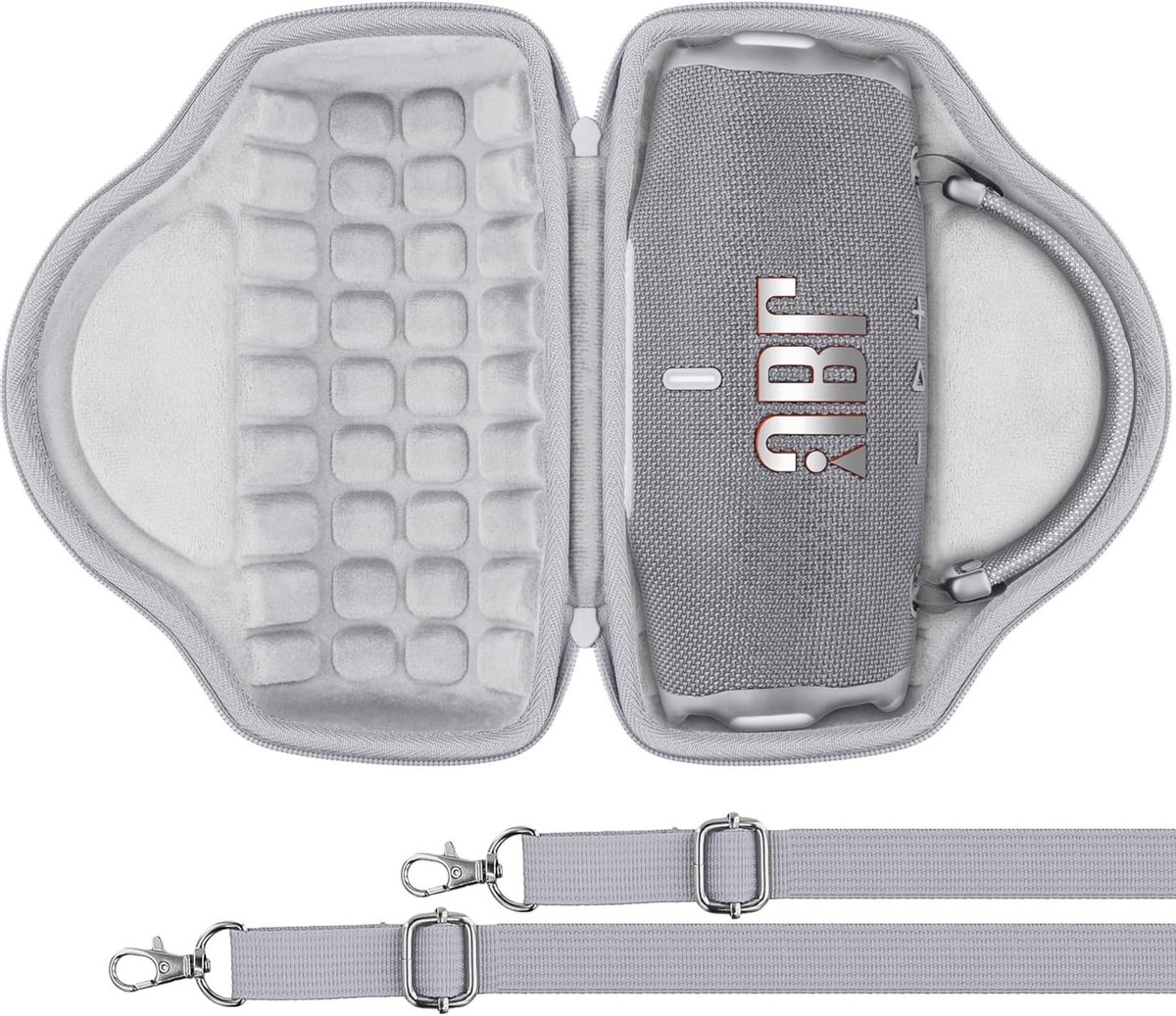 Draagbare Hardcase voor Bluetooth Speaker - Bescherming en Mobiliteit voor JBL Charge 6, Inclusief Schouderband, Wit