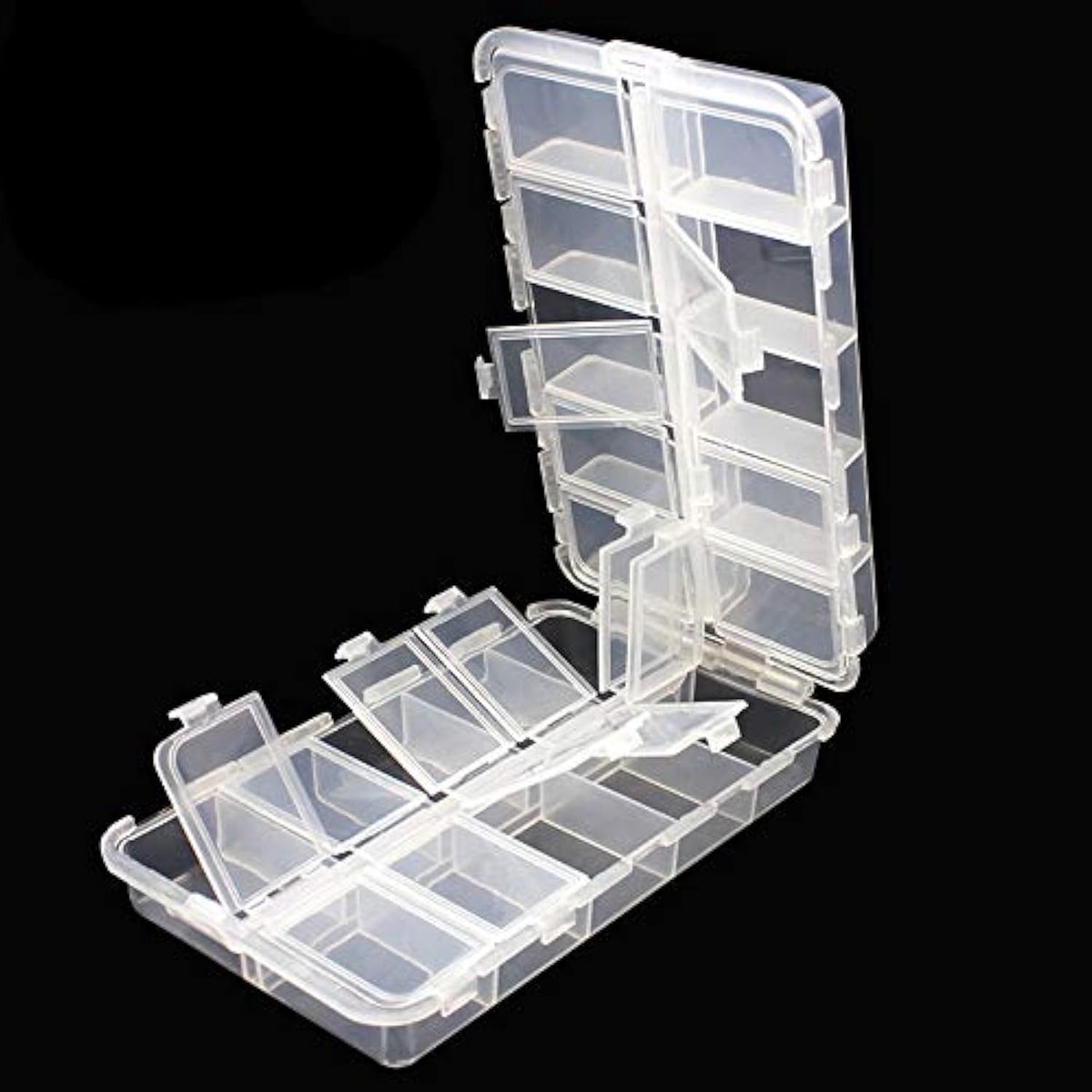 Dailygoods - Dailygoody - Tackle Dozen - Visgerei Organizer - 20 Compartimenten - Verstelbare Opbergdoos - Plastic Box - Perfect voor Vissers - 16,5L x 4B x 10H cm