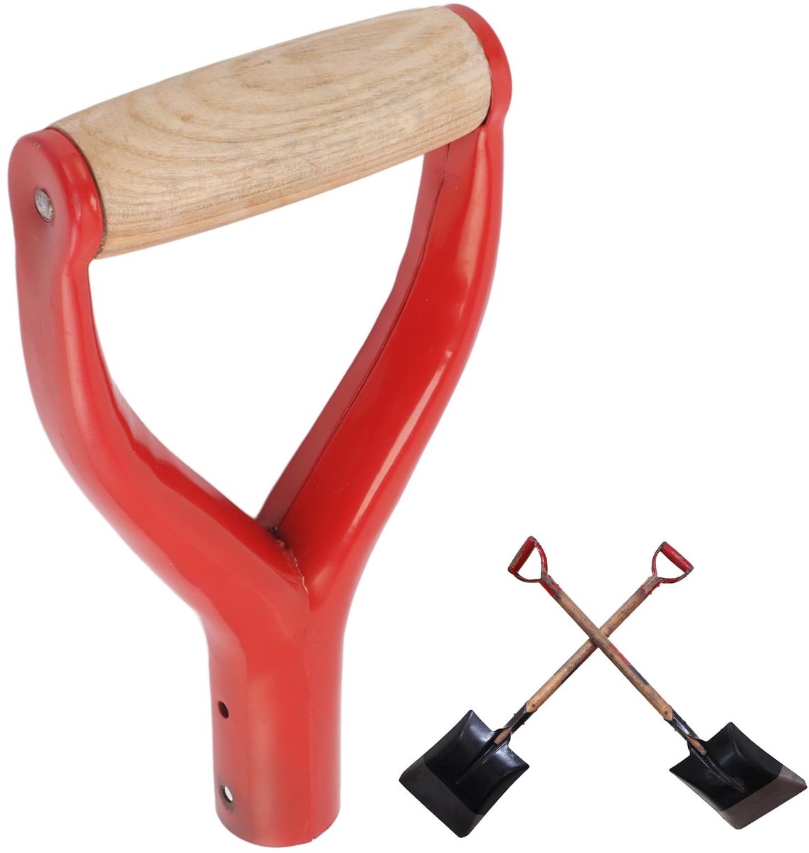 Dailygoods - Dailygoody - Schop handvat - Vervangend handvat voor schop - Ergonomisch ontwerp - Rood - Metalen Y-handgreep - Geschikt voor tuin - Korte steel