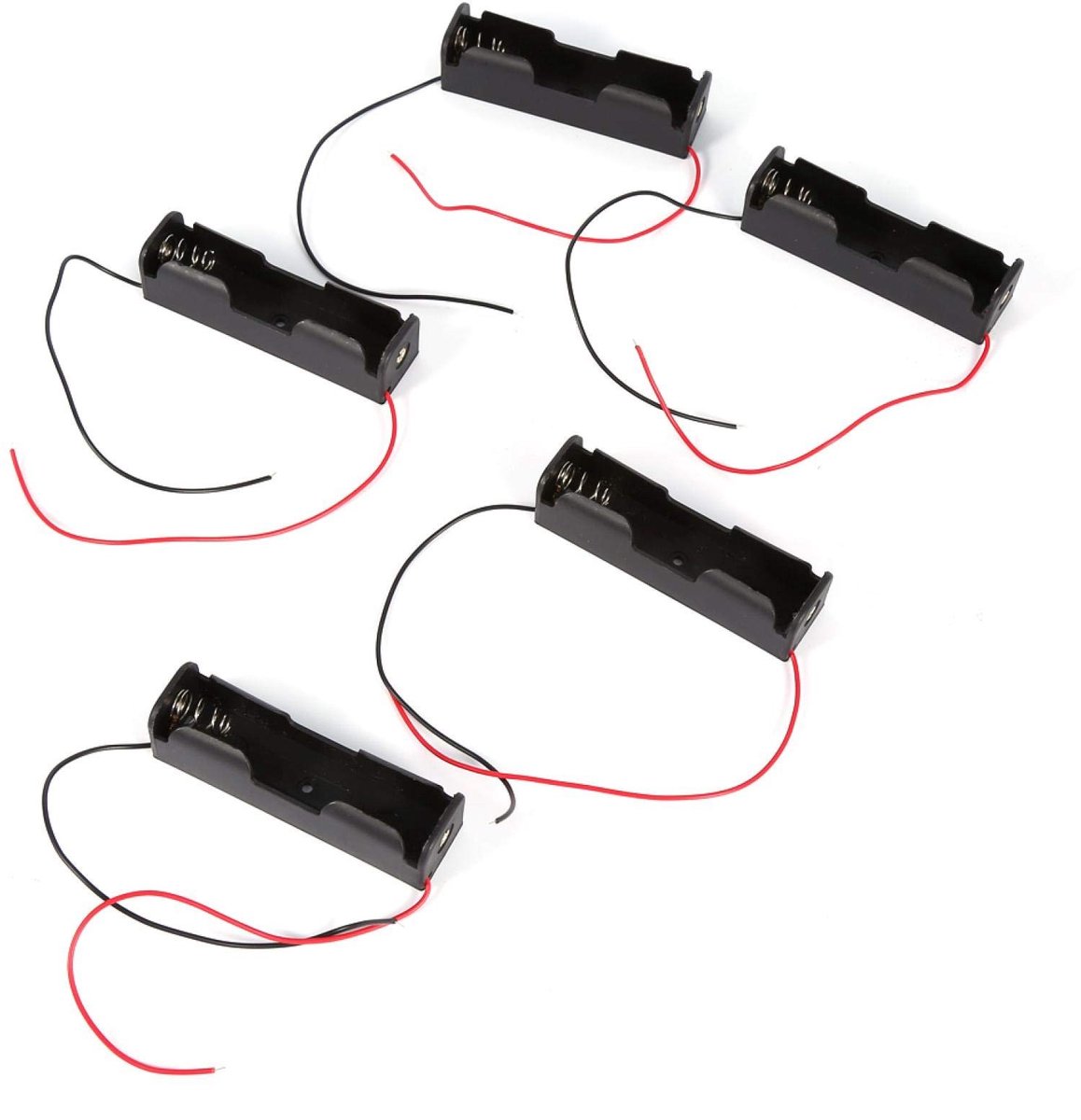 Dailygoods - Dailygoody - Batterijhouder - Opbergdoos voor Batterijen - Praktische Draadconnector - Zwart - Geschikt voor 1x 3,7V Batterij - 5 Stuks