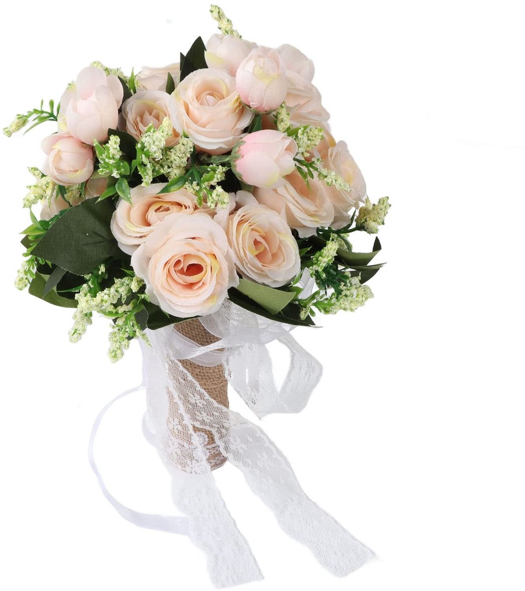 Dailygoods - Dailygoody - Bruidsboeket - Kunstmatige Bloemen - Elegant Design - Champagne Kleur - Decoratieve Bruidsboeket - Huwelijksfotografie - Bruiloft De