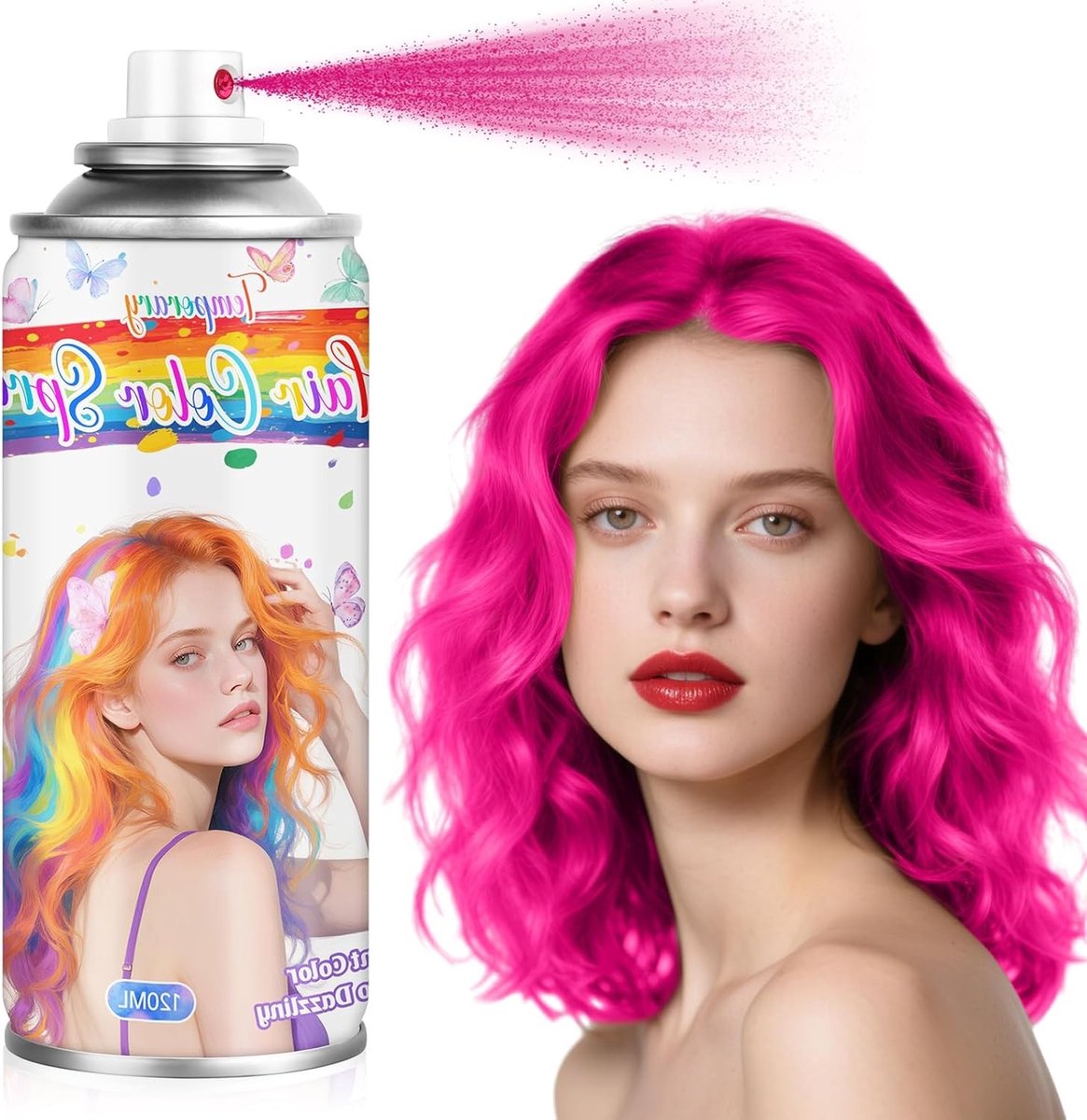 Wasbare Roze Haarkleur Spray voor Kinderen en Vrouwen - Tijdelijke Haarkleur voor Halloween, Cosplay en Feestjes (120ml)
