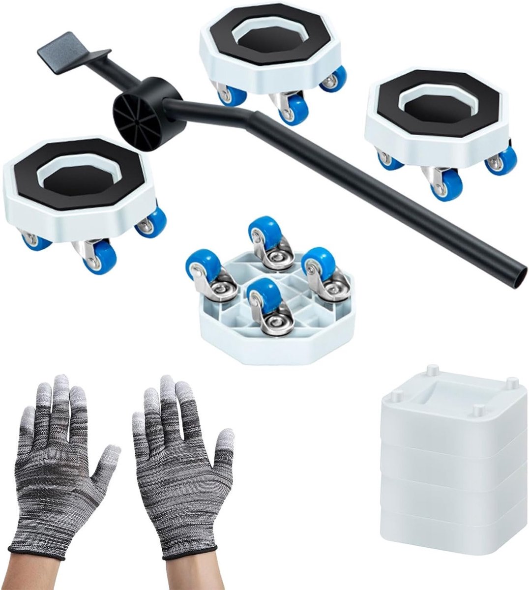 Transportwielen voor Meubels met Antislip Pads, 360° Rubberwielen voor Huishoudelijk Gebruik, Verhuizen en Werkplaats - Set van Kleine Rollen