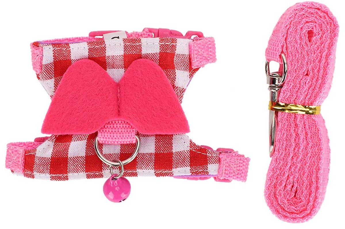 Dailygoods - Dailygoody - Tuigje voor huisdieren - Riem set voor kleine dieren - Ademend en comfortabel - Roze - Geschikt voor eekhoorns en konijnen - Perfect voor.
