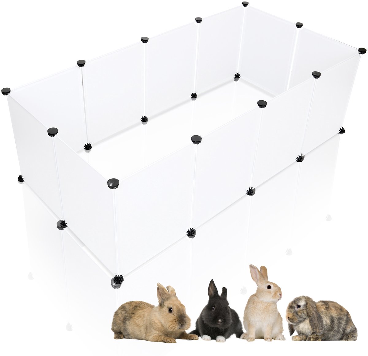 Witte Konijnenren Huisdierenren 12 Panelen Kunststof voor Cavia Hamster Konijn