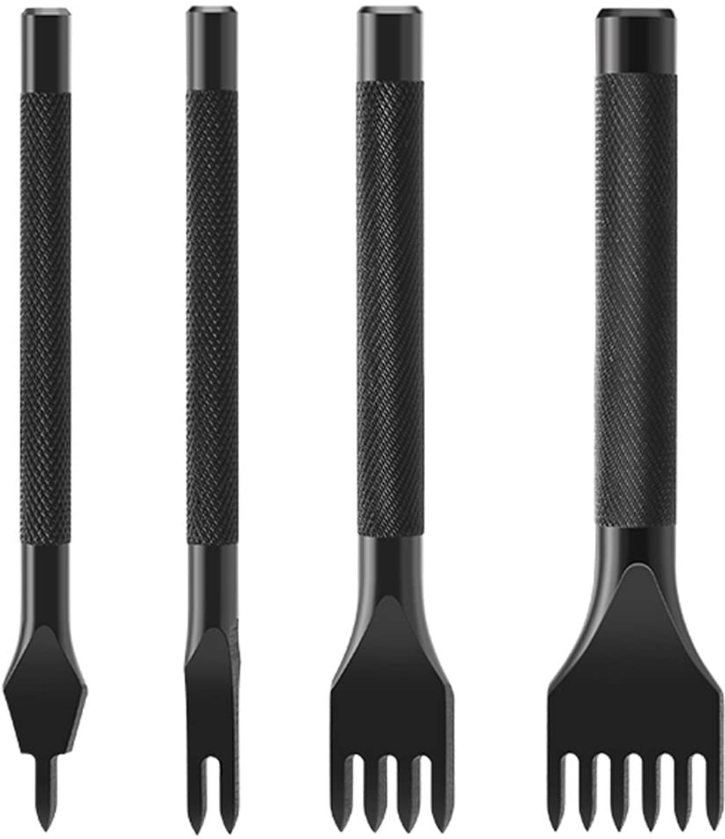Gereedschap voor leerbewerking: doe-het-zelf perforatie- en naaigereedschapset met naalden 1/2/4/6 (4 mm).