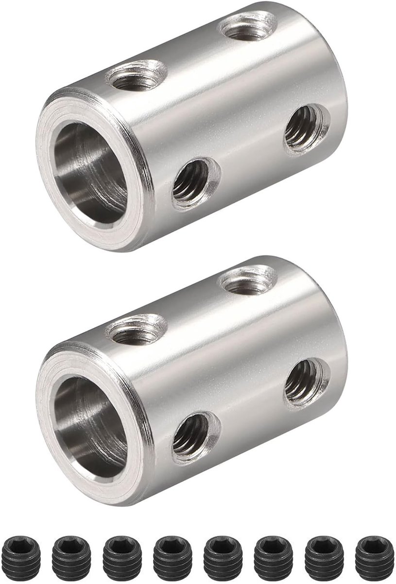Dailygoods - Dailygoody - Motoraskoppeling - Stijve koppeling - 2 stuks - 8 mm op 8 mm boring - Voor 3D-printer en CNC-machine - Motoraccessoires - Beperkte garant