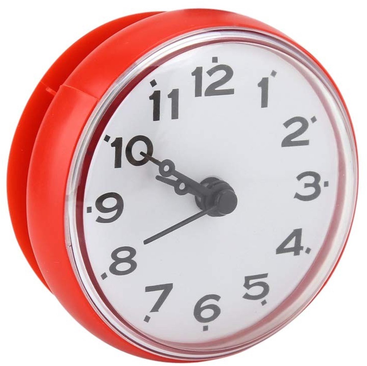 Dailygoods - Waterdichte Badkamerklok - Traditioneel Wijzer Type - Handige Tijdbewaking - Rood - Voor Douchespiegel en Tegels - Binnengebruik - Wandmo