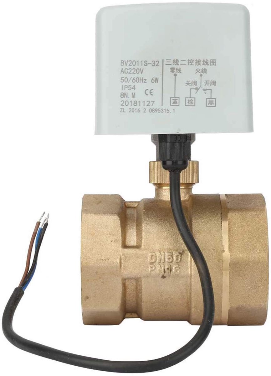 Dailygoods - Dailygoody - Motorized Ball Valve - 2 Inch - Messing - 220V - 2-Weg - Voor Verwarming en Ventilatie - Duurzaam en Efficiënt - Geschikt voor Installati