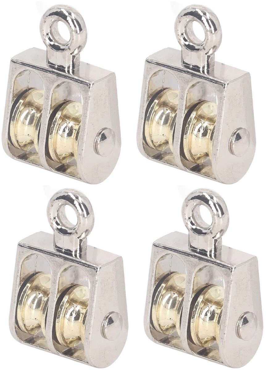 Dailygoods - 4 Stuks Dubbele Katrolblok voor Hijsdoeleinden tot 100 Kg