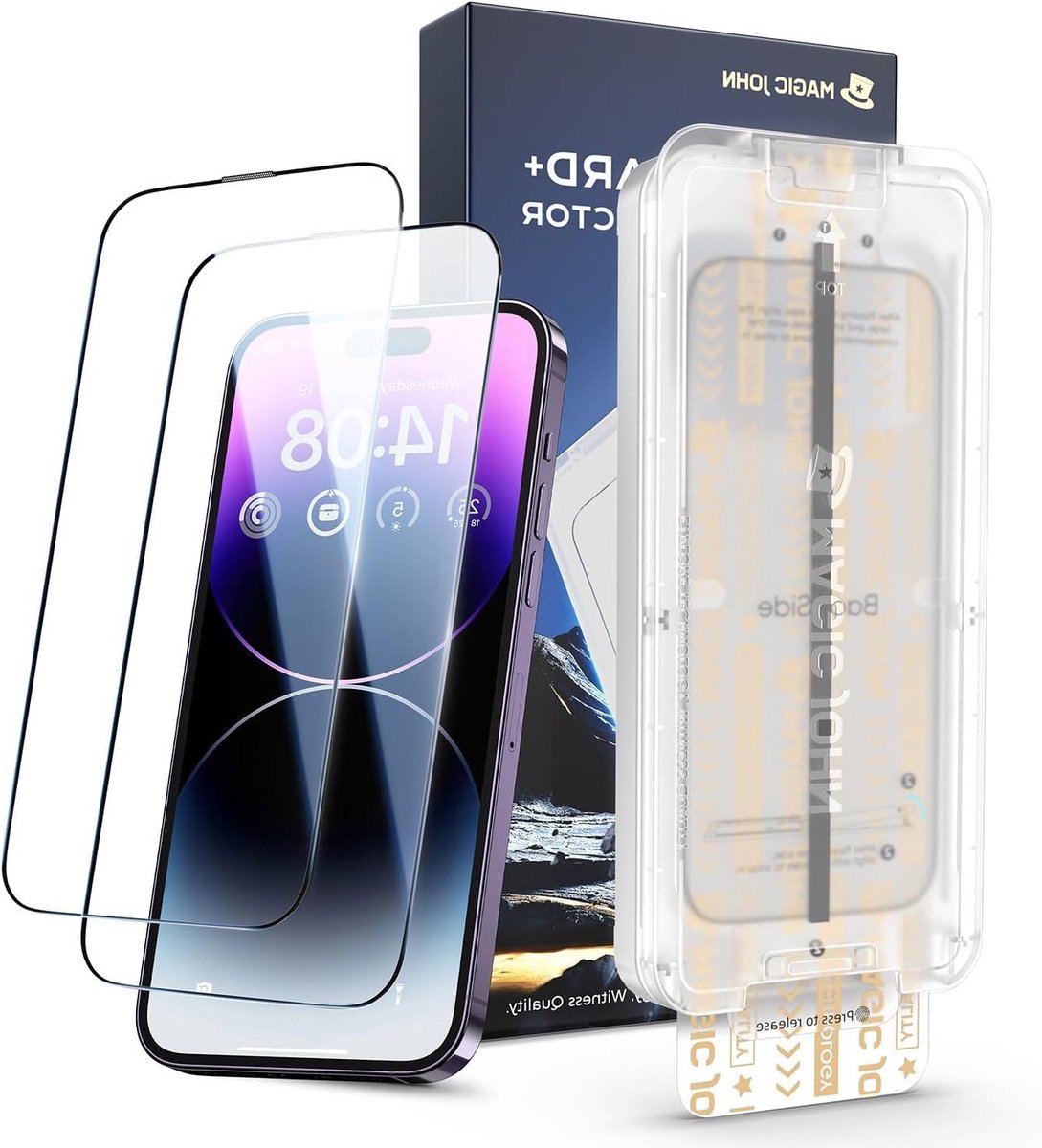 Upgrade Screen Protector voor iPhone 14 Pro Max (6.7 inch) - Eenvoudige Installatie, HD Helder, Case Vriendelijk, 2 Stuks, Inclusief Montage Gereedschap