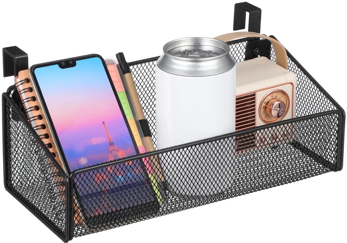 Dailygoods - Dailygoody - Bedside Hanging Basket - Hangende Organizer - Ruimtebesparend - Zwart - Opbergmand - Geschikt voor Bed en Bunk Bed - Multifunctioneel