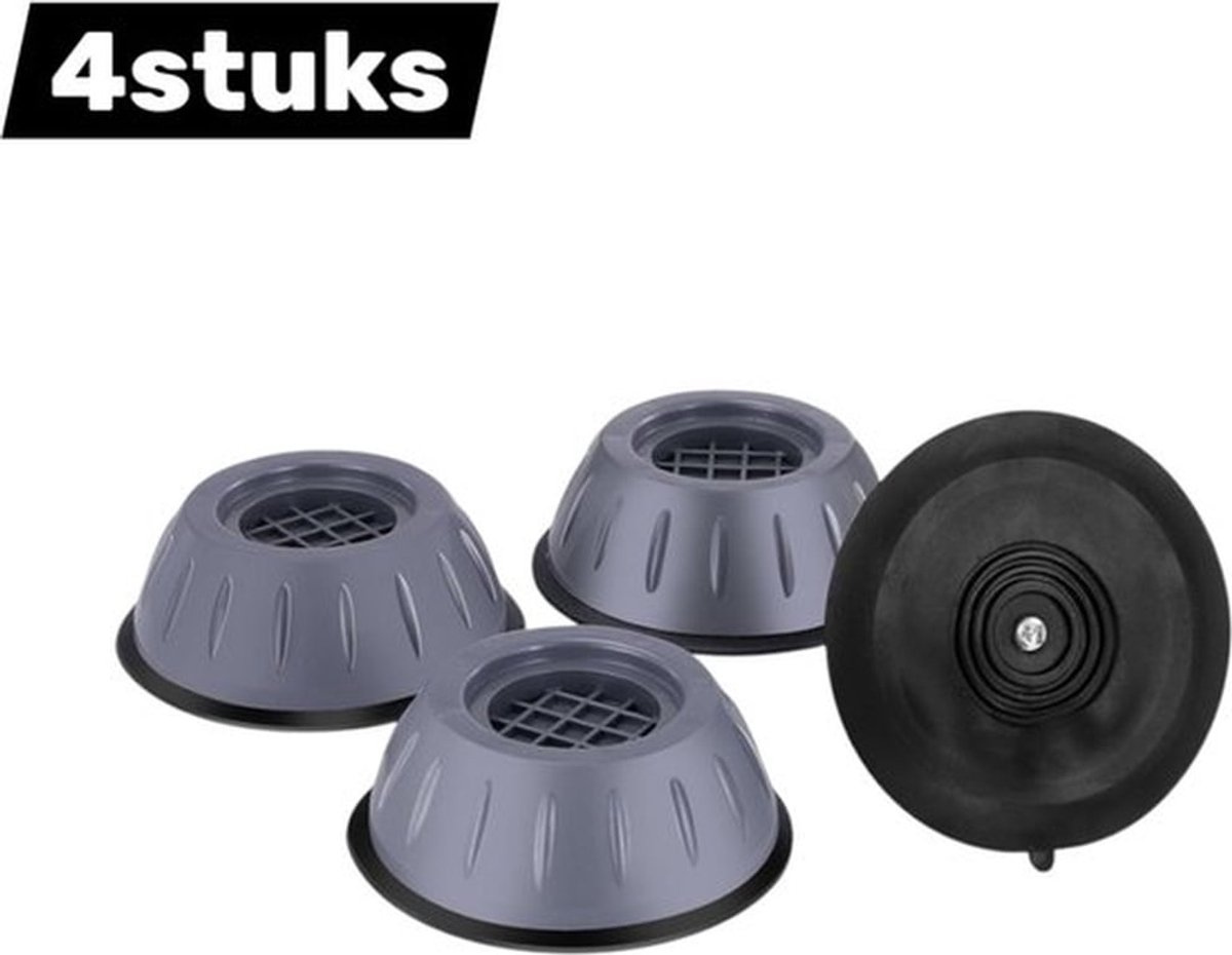 Wasmachine basis - Kunststof - Schok- en geluidsdempend - Antislip, trillingsdempend, bewegingsdempend en vochtbestendig - Rubber - Universeel voor drogers, wasmachines, koelkasten en wasmachines - 4 stuks - 8 cm