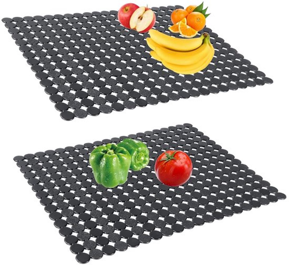 Afdruipmat voor Gootsteen - Beschermmat - 2 Stuks - Zwart - PVC - 30 x 40 cm