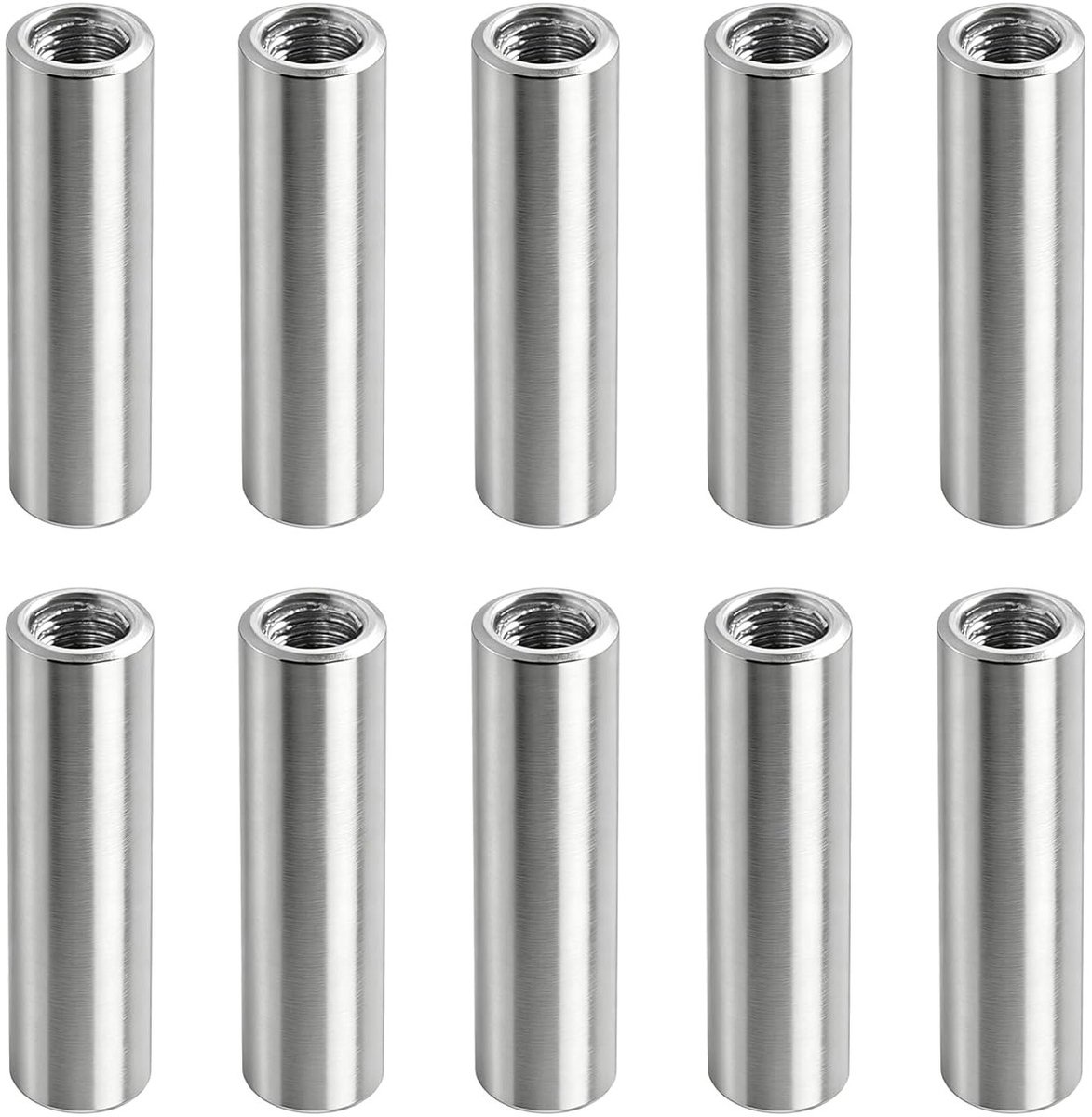 10 stuks lange moeren M5 x 30 x 8 mm, schroefdraadhulzen en verbindingsmoeren van roestvrij staal voor meubels en machines
