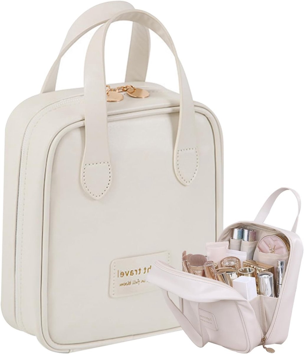 Grote Capaciteit Make-up Tas voor Vrouwen van PU Leer, Waterdicht en Met Handvat, Ideaal voor Organisatie van Make-up en Schoonheidsproducten