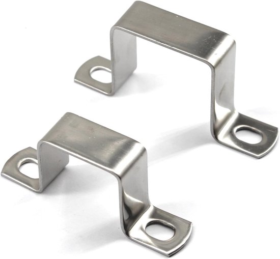 U-vormige slangenhouder van 25x25mm - 10 stuks - RVS buissteunen met zelftappende schroeven voor stevige bevestiging — afbeelding 5