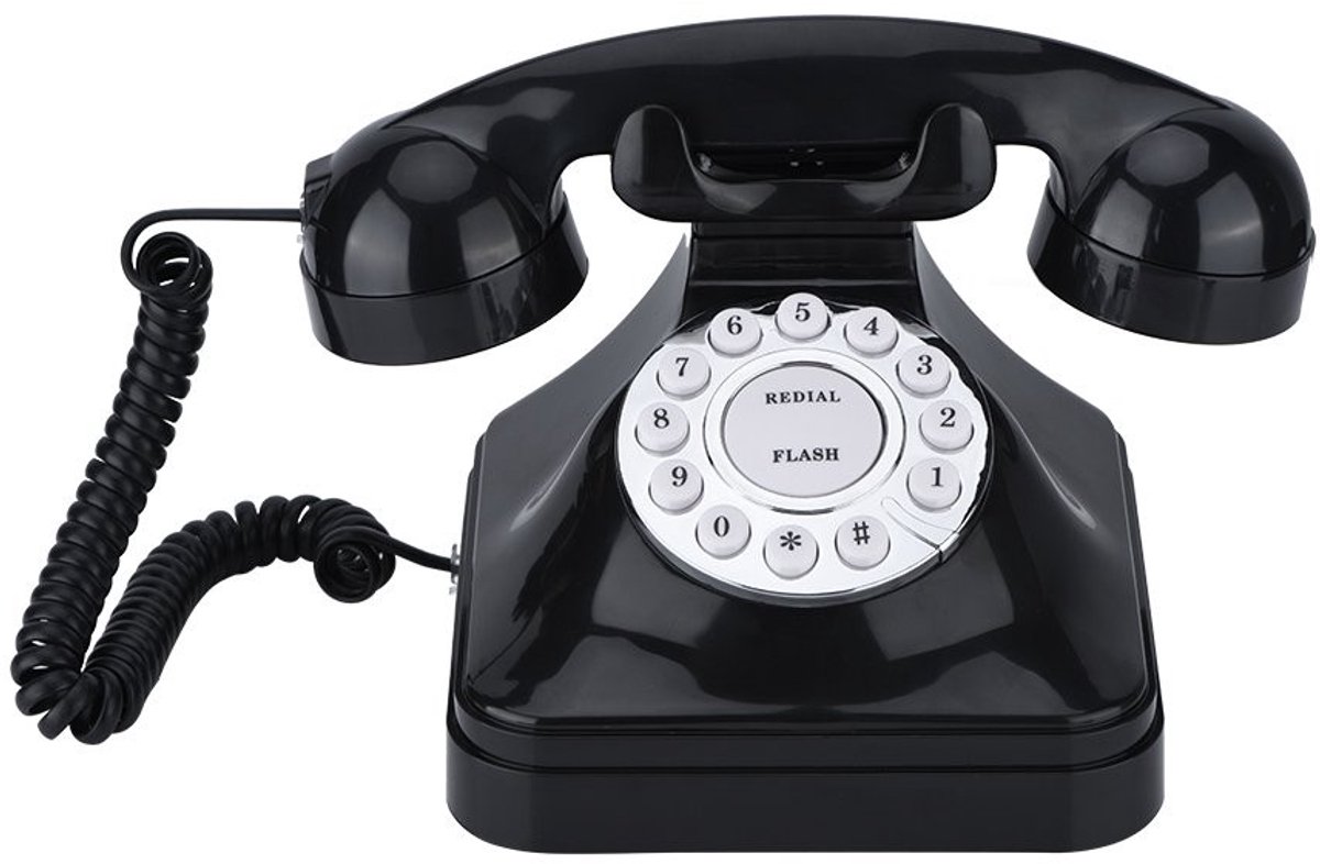 Dailygoods - Dailygoody - Vintage vaste telefoon - Retro design - Multifunctioneel - Zwart - Klassieke telefoon met snoer - Ideaal voor dagelijks gebruik - Decorat