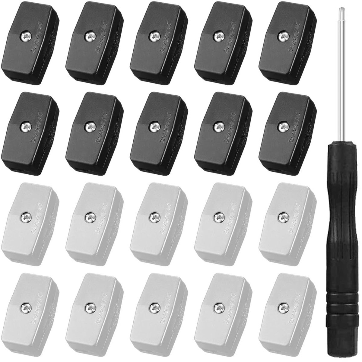 Dailygoods - Dailygoody - Inline Draaischakelaars - 20 Stuks - Vlamvertragend - Zwart/Wit - Geschikt voor Lampen - 3A, 125V